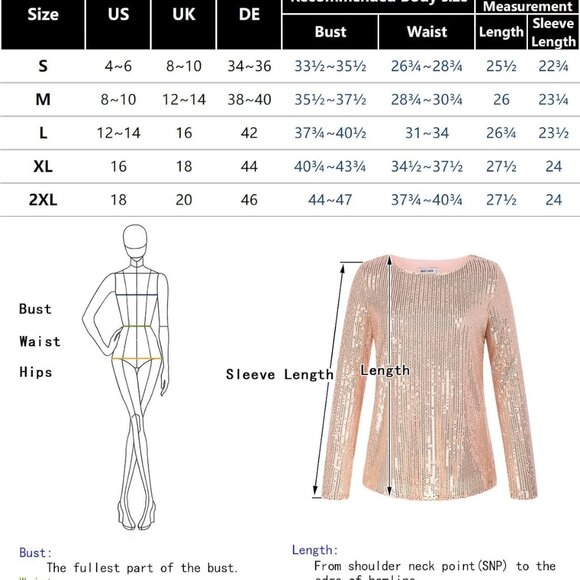 GRACE KARIN Sequin Tops Sparkly Blouse Gray Small - Picture 7 of 7